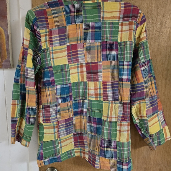 Vintage patchwork jacket, women's size large with shoulder pads. - Picture 9 of 10